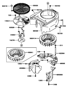 Kawasaki Fh541v-Cs25 Cooling Equipment Diagram and Parts List for H1748 55AI4HPS050-WAM Cub Cadet Lawn Mower